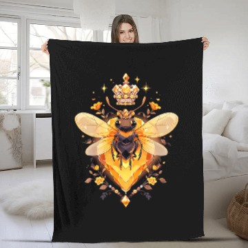 Discover Queen bee and Honey Beekeeper Beekeeping 3 Baseball Tees Fleece Blankets