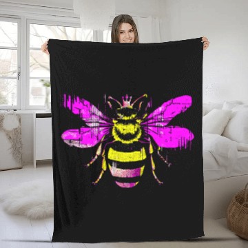 Discover Queen Bee Honey Bee Vintage Fleece Blankets