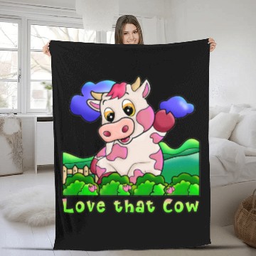 Discover Cow Lover Strawberry Cow Design 21 Fleece Blankets