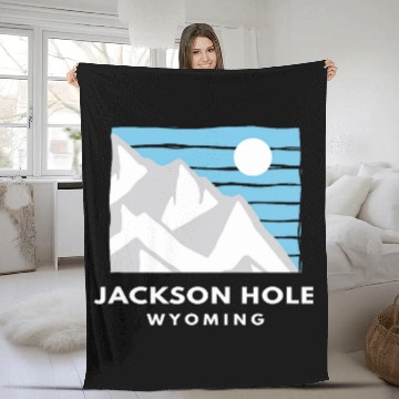 Discover Retro Cool Jackson Hole WY Mountain Blue Sky Moon Novelty Fleece Blankets
