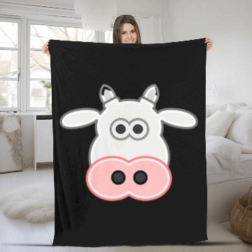 Discover Cow Lover Cute Cow Animal Face Zip Fleece Blankets