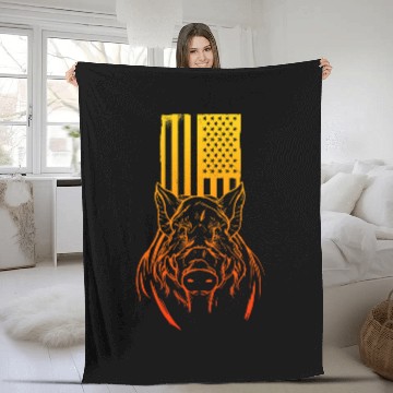 Discover Hog Removal Technician US Flag Boar Hunting Wild vintages Pig 24 Fleece Blankets