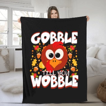 Discover Lacrosse Gift Gobble Wobble Turkey Saying Thanksgiving Fleece Blankets