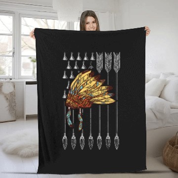 Discover American Pride Headdress Indian US Flag Native American Fleece Blankets