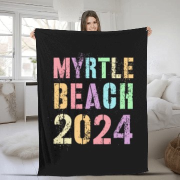 Discover vintages MYRTLE BEACH 2024 Spring Break Off Duty Summer Swim Fleece Blankets