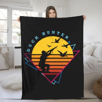 Discover Duck hunting retro theme artistic art work Fleece Blankets