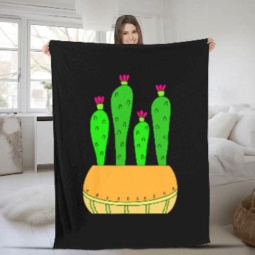 Discover Delicate Melon Pot Cacti Fleece Blankets