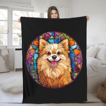 Discover German Spitz Dog Stained Glass Leadlight Artistic Design Zip Fleece Blankets