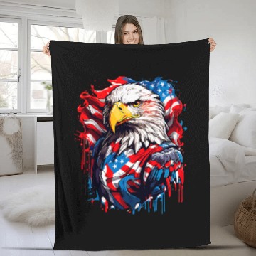 Discover USA Flag Bald Eagle American Flag 1 Fleece Blankets