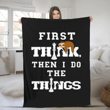 Discover Sloth Pet Chess Sloth First Think Chess Player Thinking Chess Lover 1 Zip Fleece Blankets