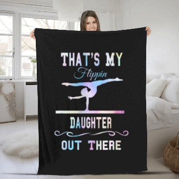 Discover Gymnastics Mom Thats My Flippin Daughter Out There Baseball Tees Fleece Blankets