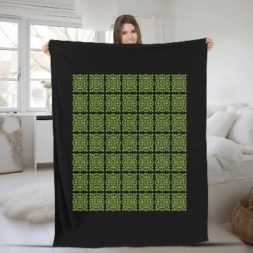 Discover Art Deco Style Repeat Pattern Lime Green Baseball Tees Fleece Blankets