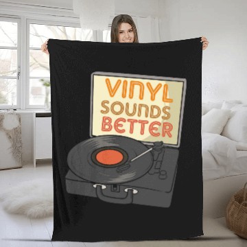 Discover Funny Vinyl Sounds Better Turntable Design Fleece Blankets