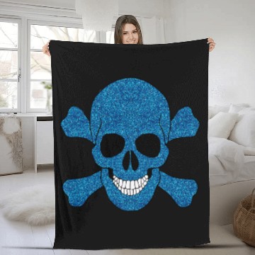 Discover Blue Pirate Skull And Crossbones Fleece Blankets
