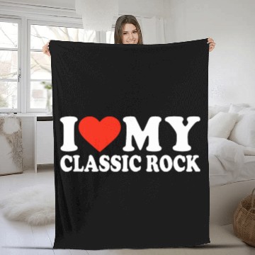 Discover Funny Classic Rock   Rock Roll Lover 80s Music 70s Rock Fleece Blankets