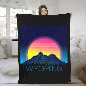 Discover Wyoming Mountains Pride Nature Hiking Camping Outdoors Fleece Blankets