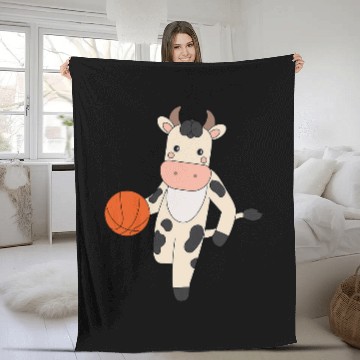 Discover Cow Playing Basketball Agriculture Dairy Cow Fleece Blankets