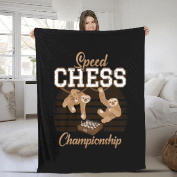 Discover Sloth Pet Chess Player Chess Club I Sloth Lazy Quick Chess Fleece Blankets