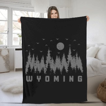 Discover Wyoming Nature Lover Forest Hiking Fleece Blankets