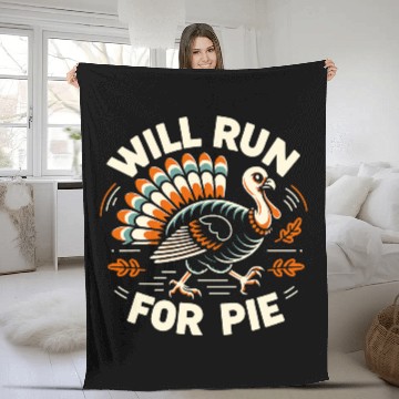 Discover Will Run for Pie Turkey Trot Running Thanksgiving Baseball Tees Fleece Blankets