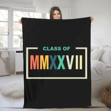 Discover Class of 2027 Roman Numerals Freshman Math Student Fleece Blankets