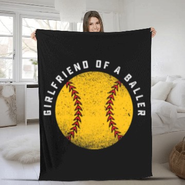 Discover Funny Girlfriend Softball Player Team Lesbian Couple Partner Fleece Blankets