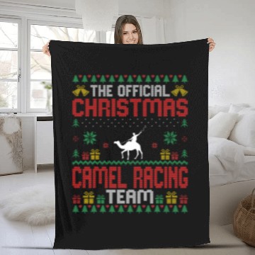 Discover Funny Christmas Camel Racing Team 2Camel Racer Xmas Fleece Blankets