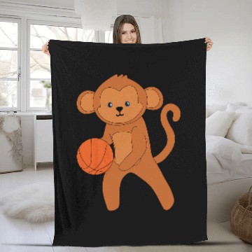 Discover Cute Monkey Playing Basketball Ape Ball Sports Baseball Tees Fleece Blankets
