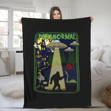 Discover Paranormal bigfoots Loch Ness Mothman Aliens Funny Cryptid Fleece Blankets