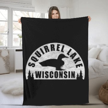 Discover Squirrel Pet Lake Northern Wisconsin Loon Zip Fleece Blankets
