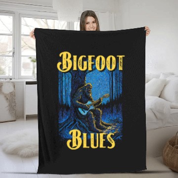Discover bigfoots Blues Funny Sasquatch Guitar Player Night Sky Fleece Blankets
