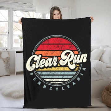 Discover Retro Clear Run homes State Cool 70s Style Sunset 1 Fleece Blankets