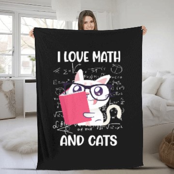 Discover Cat Lover   I Love Math And Cats   Cute Kitty Lover 23 Fleece Blankets