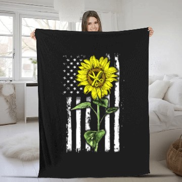 Discover American Flag Art Sunflower Hairstylist s Plus Size Fleece Blankets