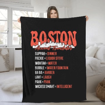 Discover Wicked Smaht Funny Boston Accent Translator Groovy Retro Fleece Blankets