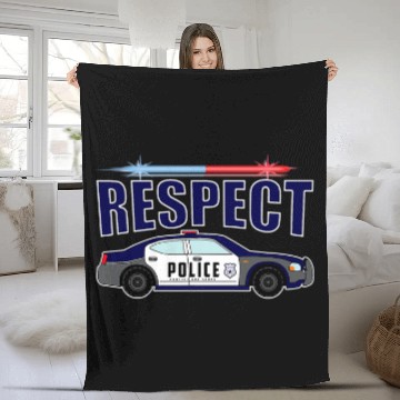 Discover Respect The Police Car Lights Law enforcement support Zip Fleece Blankets