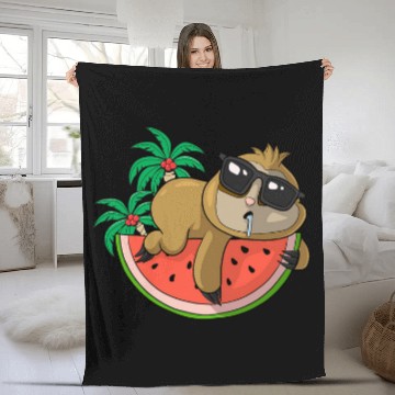 Discover Sloth Pet chills on melon Summer Baseball Tees Fleece Blankets