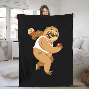 Discover Sloth Pet Playing Ping Pong Cartoon Sports Fleece Blankets