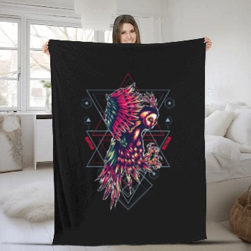 Discover Owl Pet Geometric Barn Owl Owl Kowz Bird Fleece Blankets
