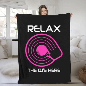 Discover DJ Vinyl Record Relax The DJ is Here Fleece Blankets