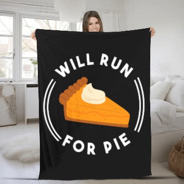 Discover Will Run For Pie Funny Pumpkin Pie Thanksgiving Running Fleece Blankets