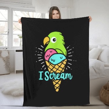Discover I Scream Ice Cream 2Parrot Bird Nerd 2Cockatiel Fleece Blankets