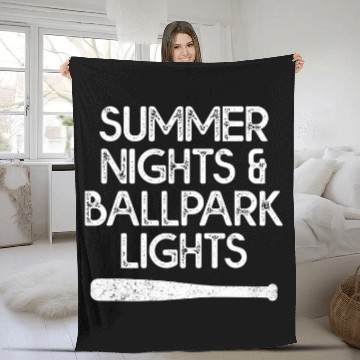 Discover Baseball Softball Team Summer Nights Ballpark Lights Zip Fleece Blankets