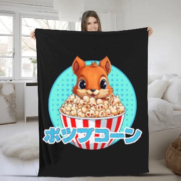 Discover Squirrel Pet Kawaii Squirrel Eating Popcorn japanese Cute Fleece Blankets