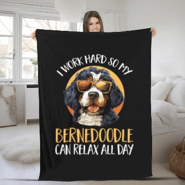 Discover Bernedoodle Dog Breed Pet I work hard so my Bernedoodle 1 Fleece Blankets