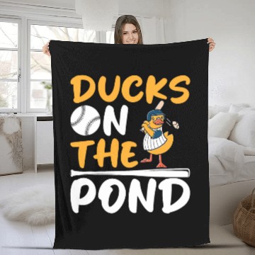 Discover Ducks on the pond Design for a Baseball expert Fleece Blankets