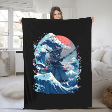Discover Retro Japanese Cat Samurai tattoo graphic Ninja Kawaii 1 Baseball Tees Fleece Blankets