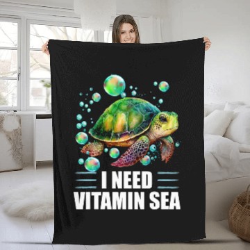 Discover Turtle Pet I Need Vitamin Sea Turtle Fleece Blankets