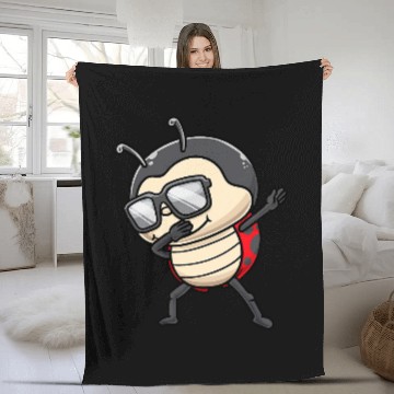 Discover Dabbings Ladybug With Sunglasses Insectologist Ladybird Fleece Blankets