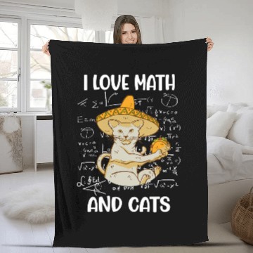 Discover Cat Lover   I Love Math And Cats   Cute Kitty Tacos 21 Fleece Blankets